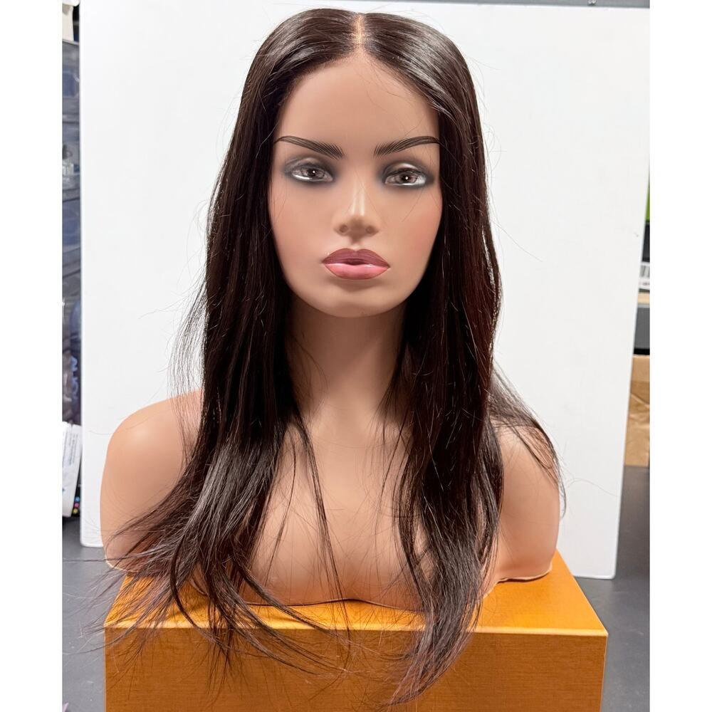 Luvme High Quality Human Hair Straight Wig Dark Brown 20"